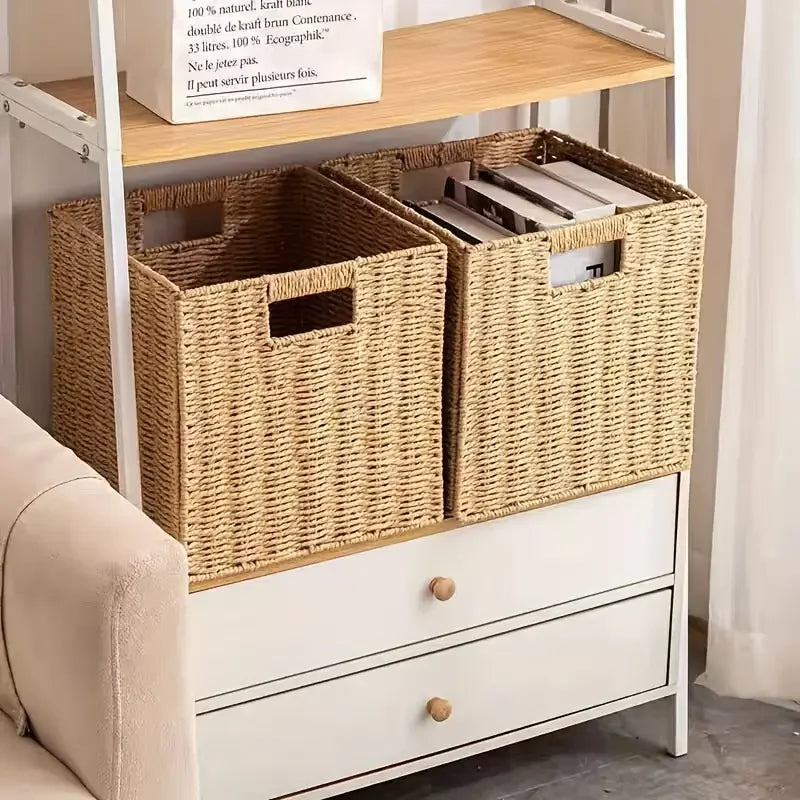 Panier de Rangement en Rotin Tressé Pliable