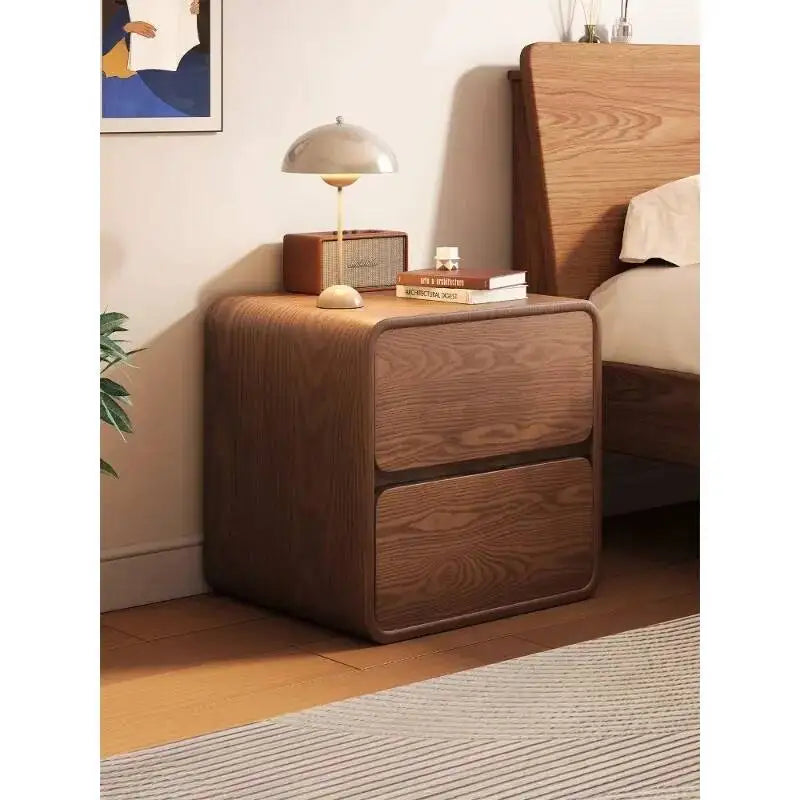 Cream Bedside Cabinet – Solid Wood & Leather