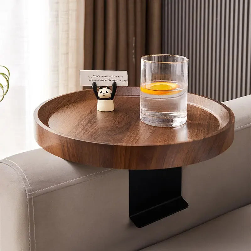 Plateau d'Accoudoir Mobile - Mini Table Basse Ronde