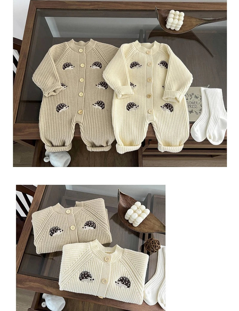 Barboteuse Bébé Tricotée Motif Hérisson