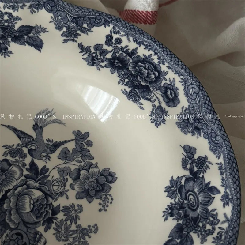 Service de Table Céramique Motif Floral Bleu Vintage