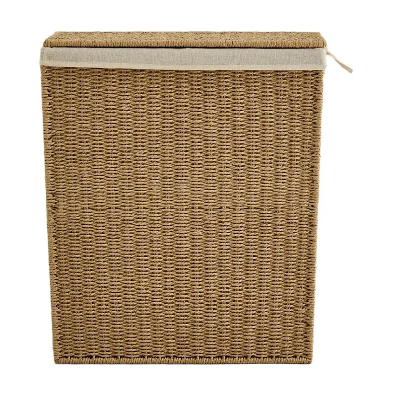 Panier à Linge Double Compartiment avec Couvercle