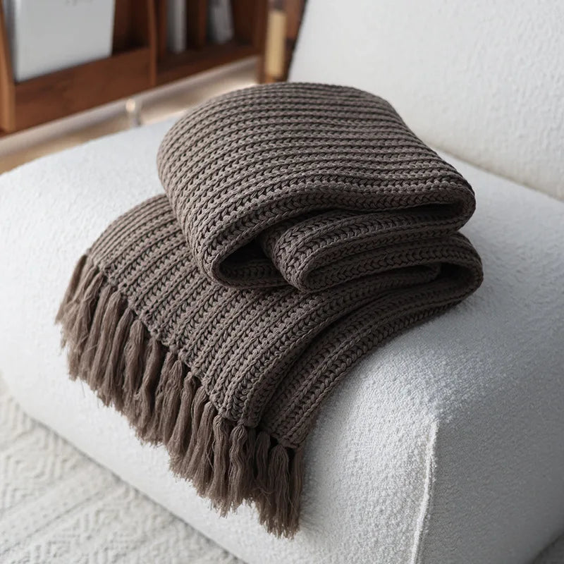 Jeté en Tricot Rayé - Bout de Lit Cosy