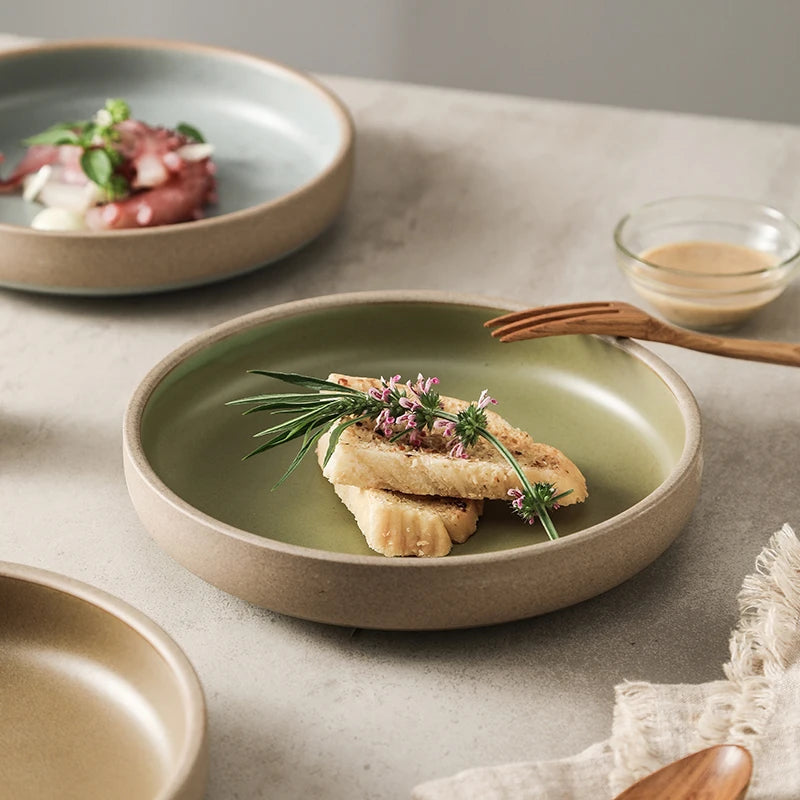 Japanese Deep Plate – Rustic Ceramic Dish