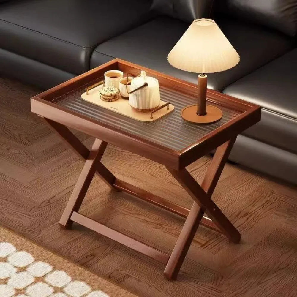 Table Basse Pliable en Bambou - Style Rétro