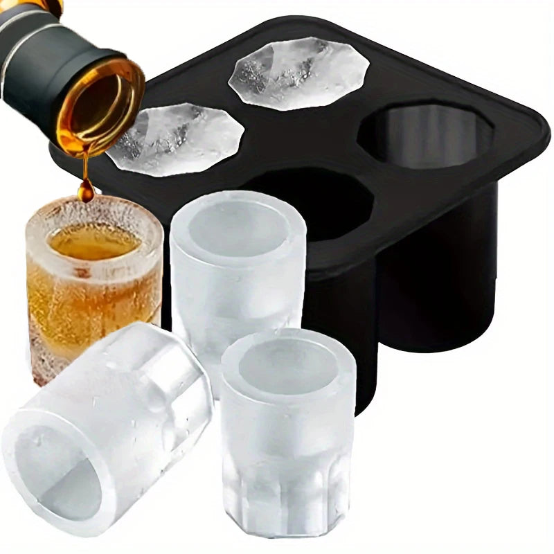 Moule à Glaçons en Silicone Forme Ronde 4 Cavités