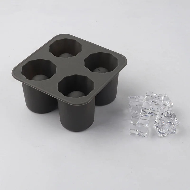Moule à Glaçons en Silicone Forme Ronde 4 Cavités