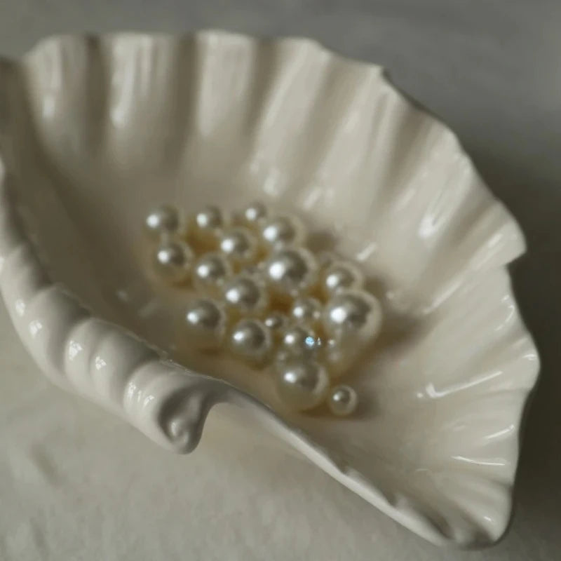 Assiette Céramique Forme Coquillage Crème Rétro