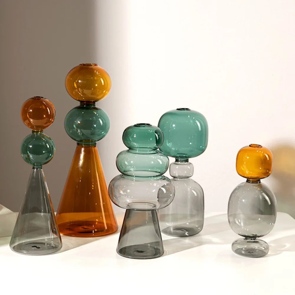 Vase en Verre Coloré Double Paroi - Culture Hydroponique