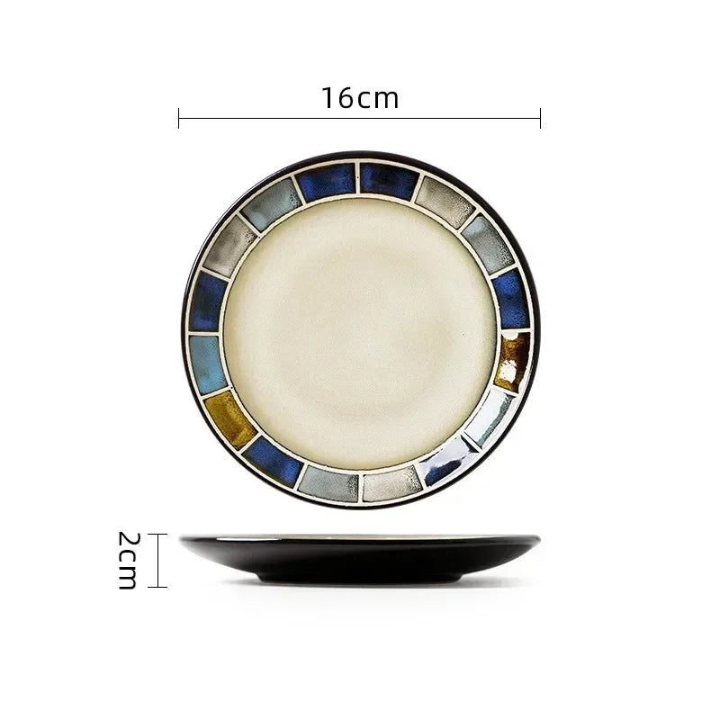 Assiette Plate en Céramique Fleurie - Style Européen