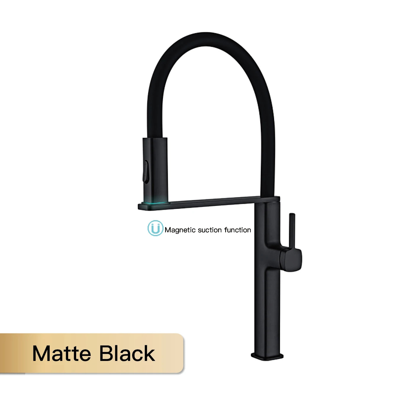Robinet de Cuisine Noir Laiton Magnétique Double Fonction