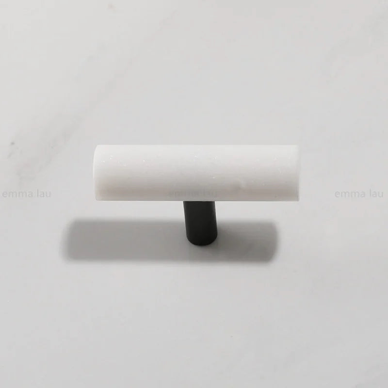 Poignée de Meuble Marbre Naturel Cylindrique Laiton