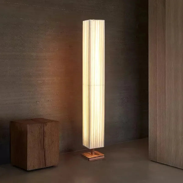 Lampe sur Pied Bois et Tissu - Veilleuse Décorative LED