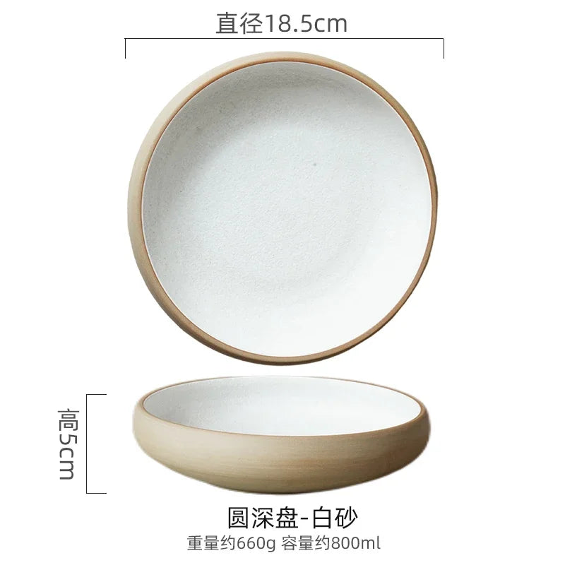 Japanese Round Deep Plate – Stoneware Dinner & Pasta Bowl