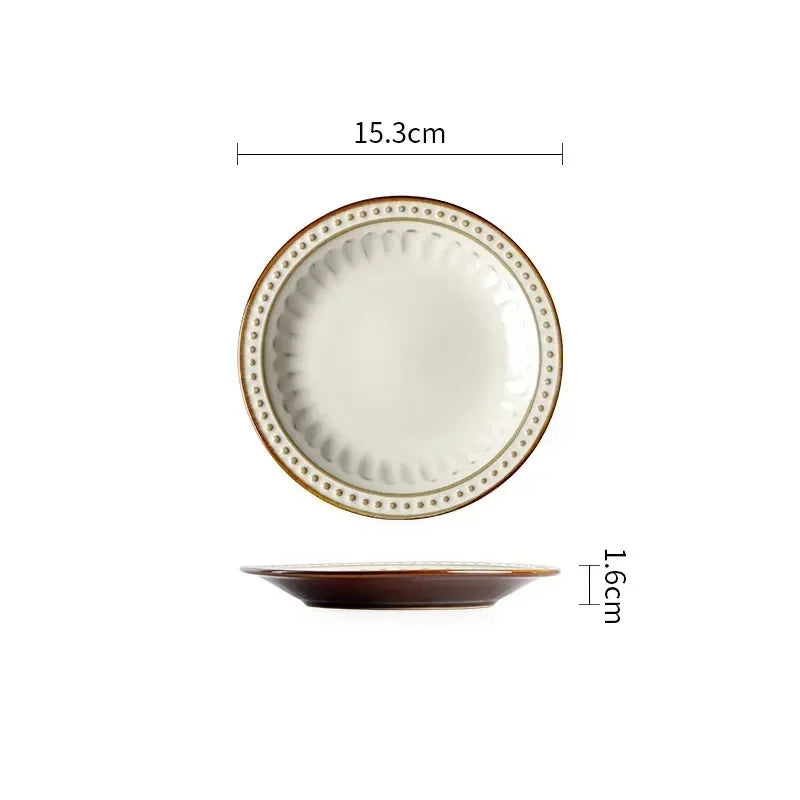Assiette Plate en Céramique Fleurie - Style Européen