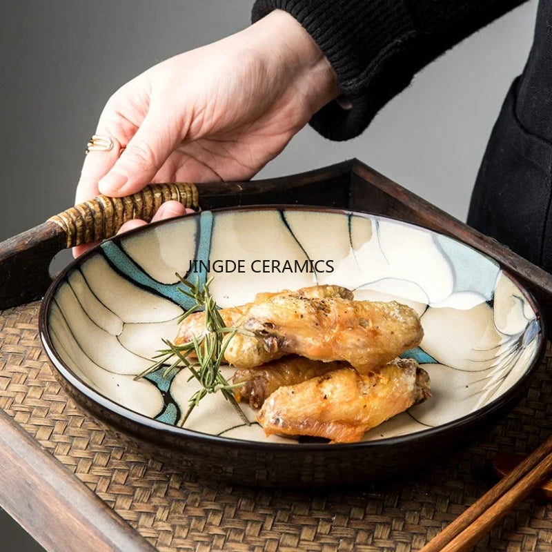 Assiette Creuse en Céramique Peinte à la Main - Style Chinois