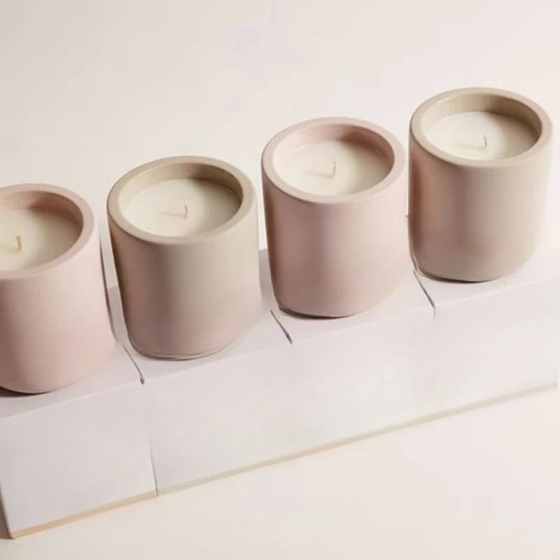Bougie Parfumée en Pot de Céramique - Cire Végétale et Mèche en Bois
