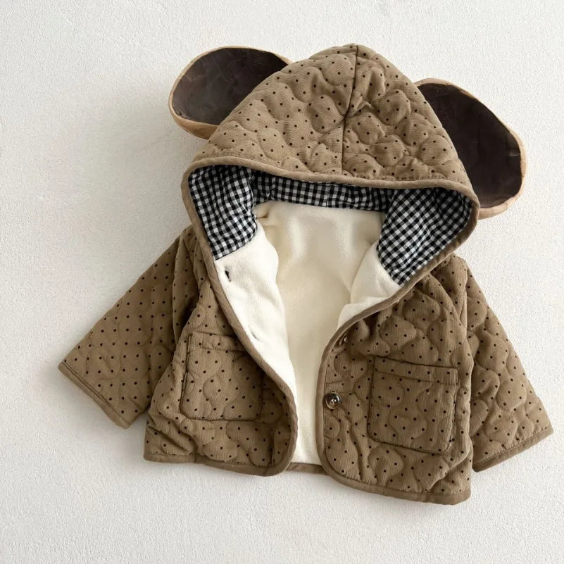 Manteau Enfant Matelassé à Capuche à Pois