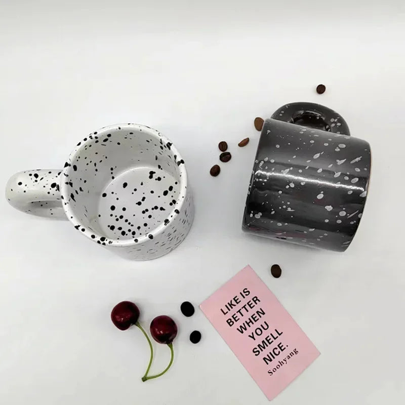 Tasse en Céramique Nordique Motif Éclaboussures d'Encre 330ml
