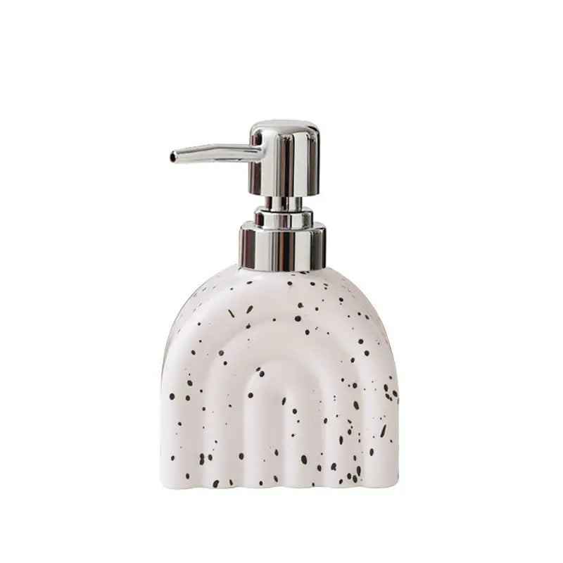 Distributeur de Savon Céramique Motif Encre Rayé