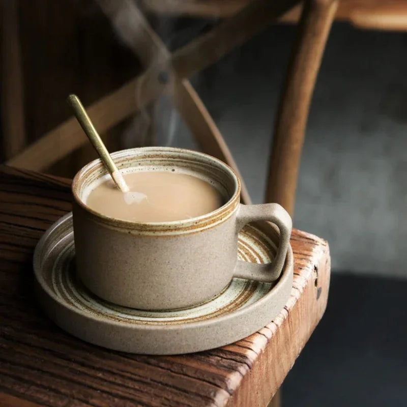 Set Tasse et Soucoupe Grès Style Japonais Fait Main