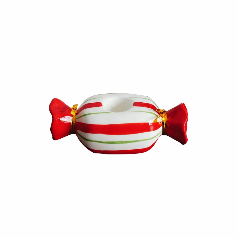 Bougeoir Céramique Forme Bonbon Peint Main Style Nordique