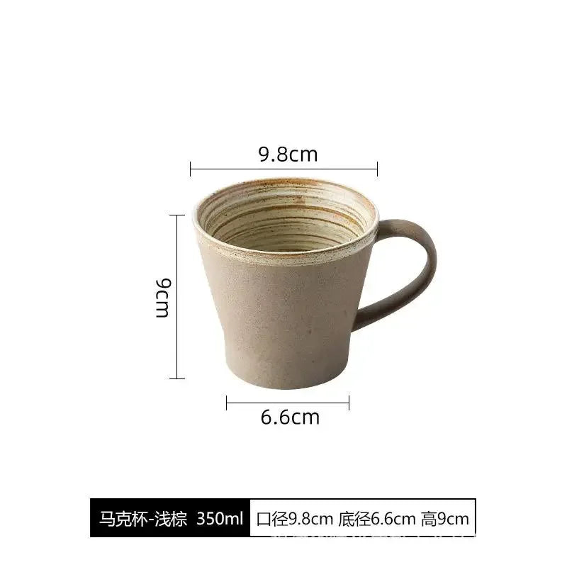 Ensemble Tasses en Poterie Rétro Faites Main avec Soucoupes