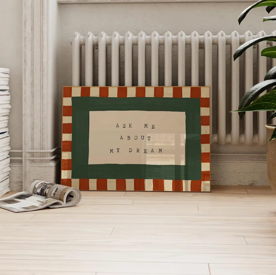 Toile Murale Rétro Motif Damier - Style Mid-Century