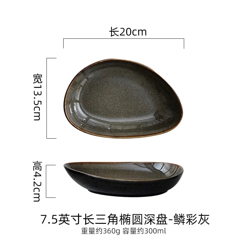 Assiette Creuse Triangulaire Céramique Style Japonais