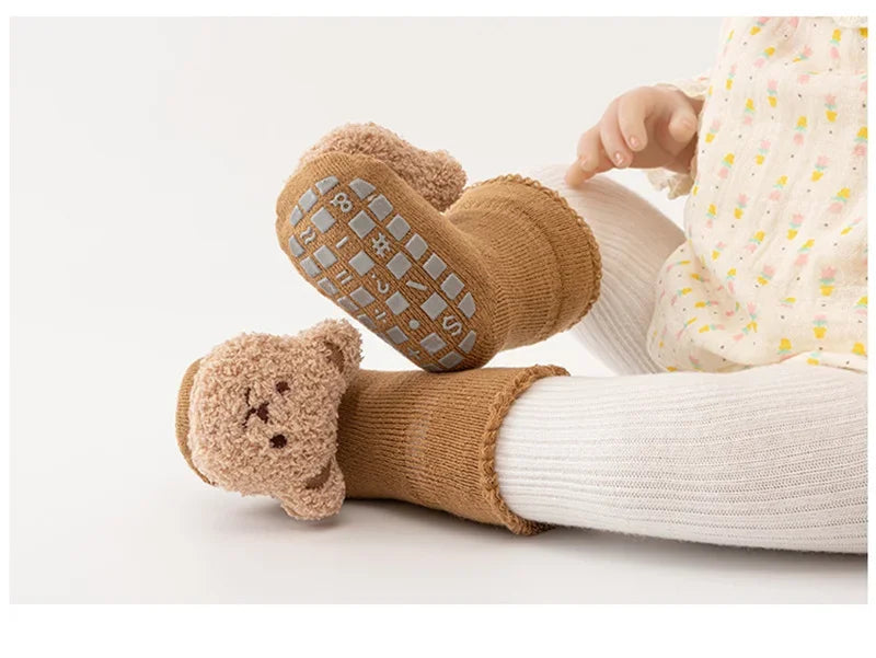 Chaussettes Bébé Antidérapantes Motif Ourson