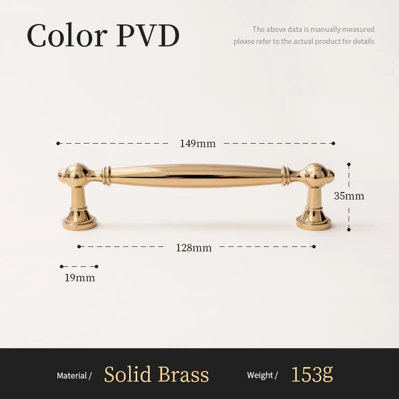 Solid Brass Handle – PVD Gold Drawer Pull