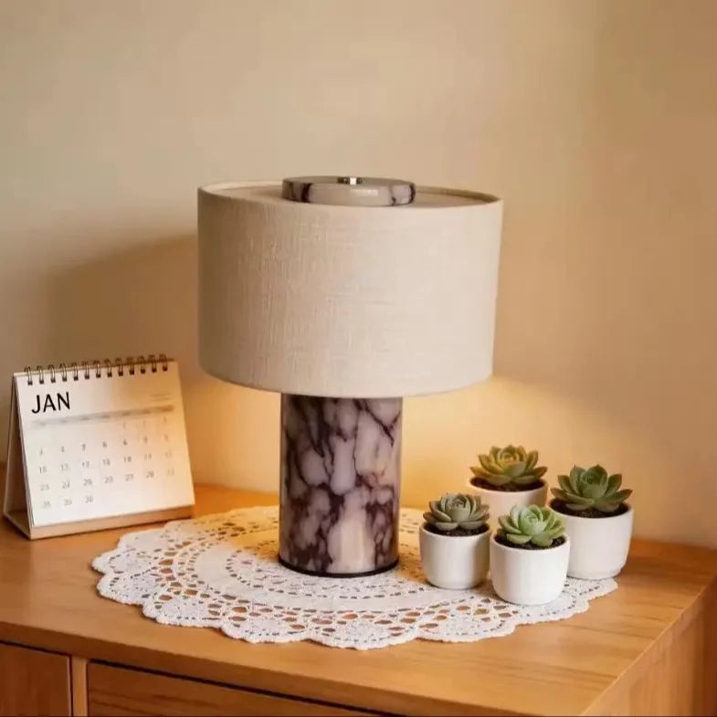 Marble Table Lamp – Fabric Shade