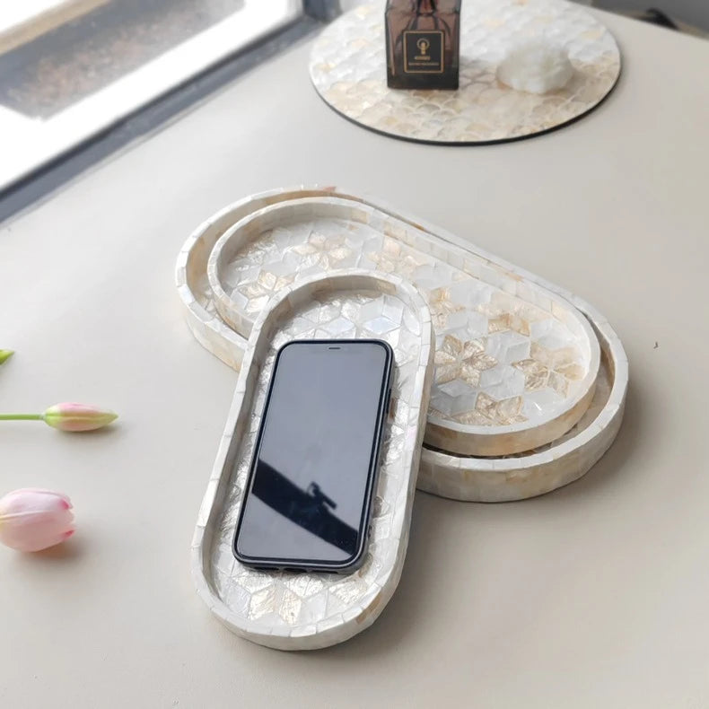 Plateau Coquillage Naturel Ovale Style Nordique Luxueux