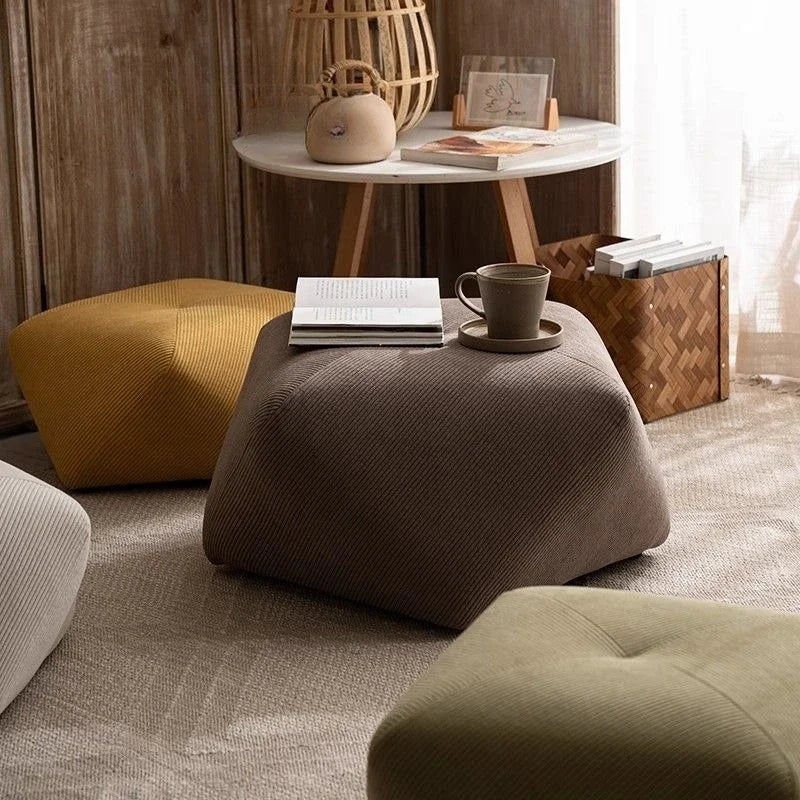 Tabouret Octogonal Bois et Cuir - Style Européen