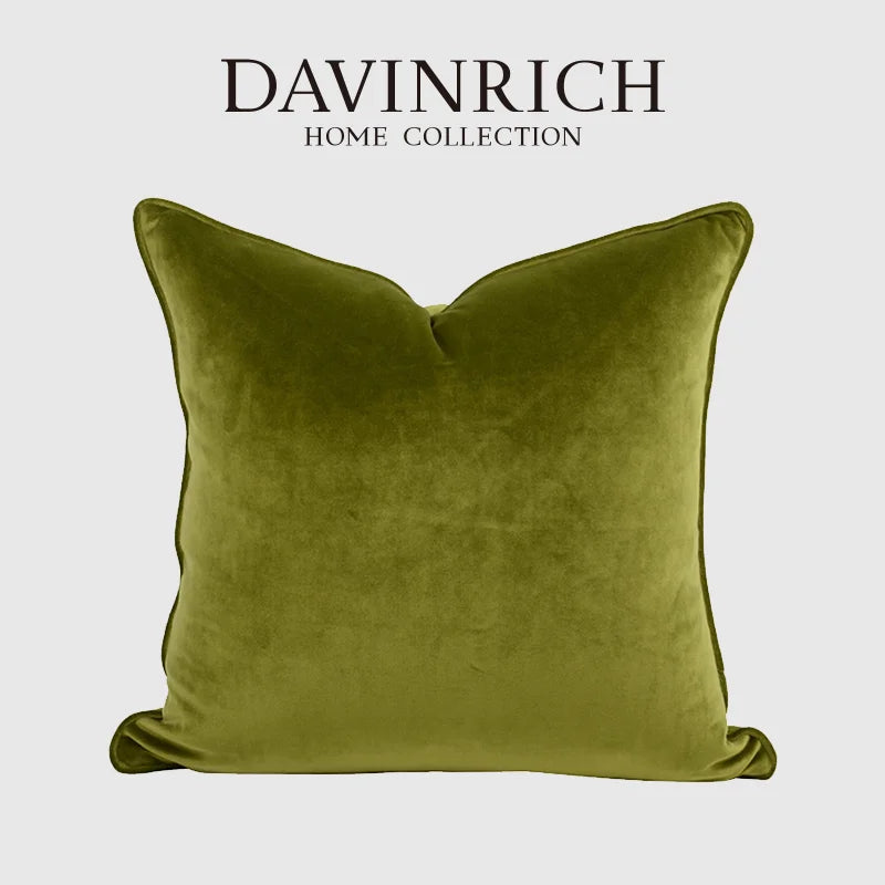 Housse de Coussin Velours Italien Vert Olive Uni