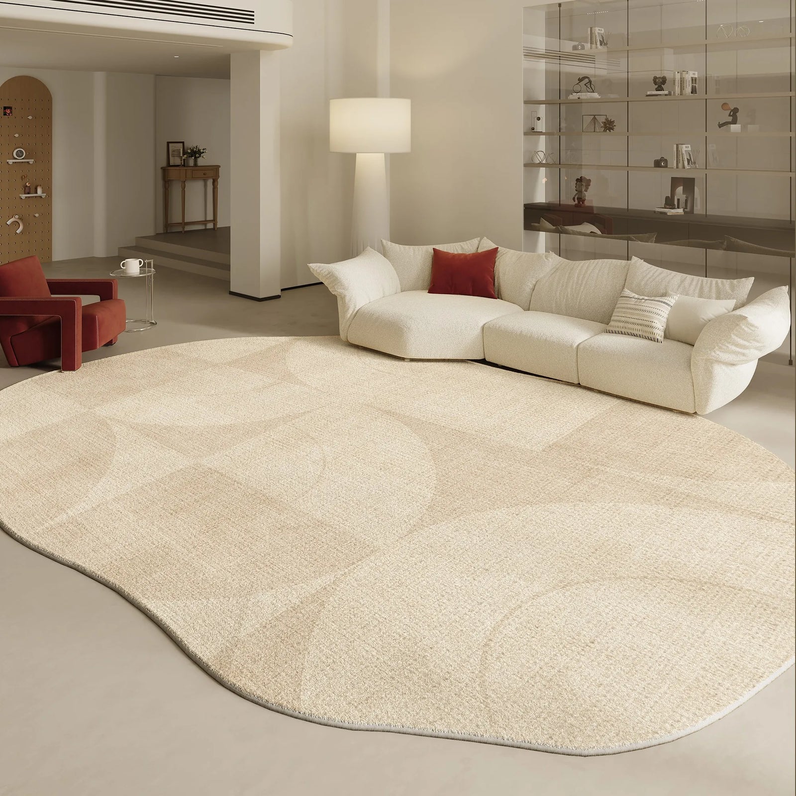 Tapis Forme Irrégulière Moderne Peluche Épaisse Chambre