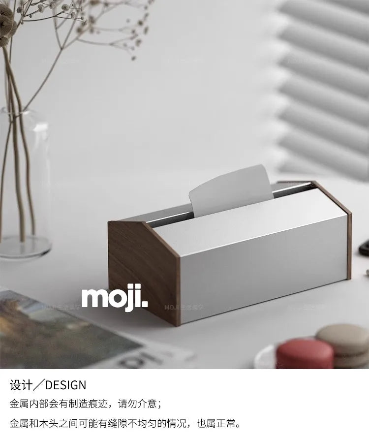 Boîte à Mouchoirs Bois Massif et Acier Inoxydable Nordique
