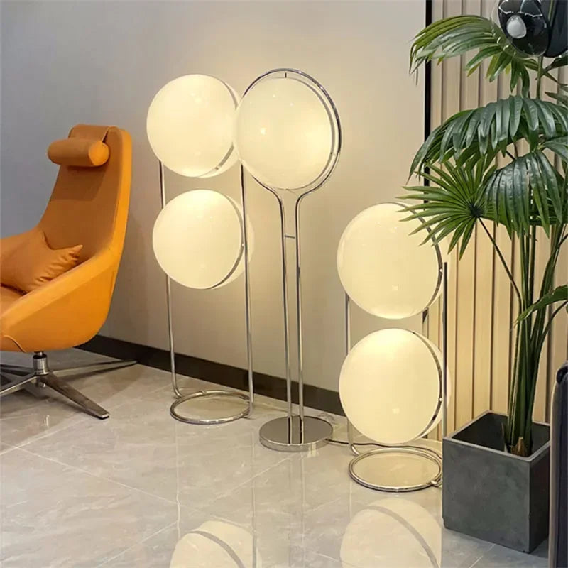 Lampadaire Boule Acrylique Chromé - Design Art Déco