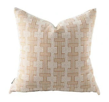 Housse de Coussin Jacquard Géométrique Gris Avoine Luxe Minimaliste