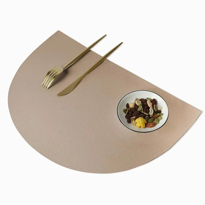 PU Leather Placemat – Semicircle Waterproof Table Mat