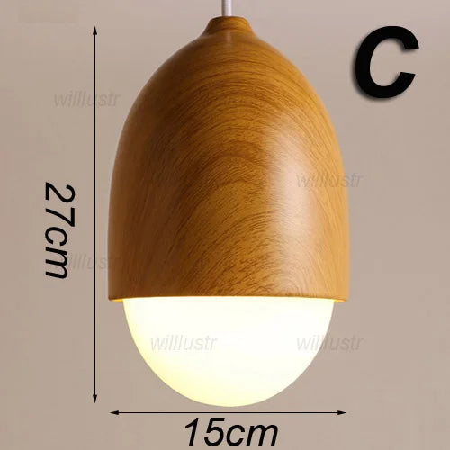Suspension Créative Effet Noix Bois Métal et Verre