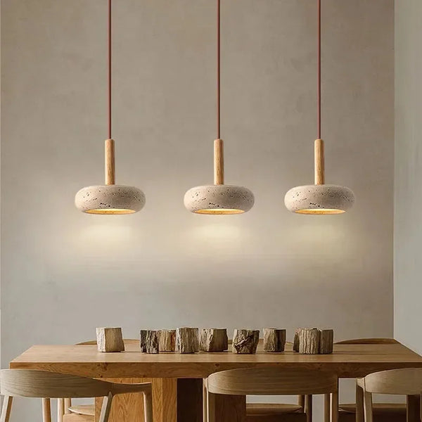 Suspension Wabi-Sabi en Travertin - Forme Ronde