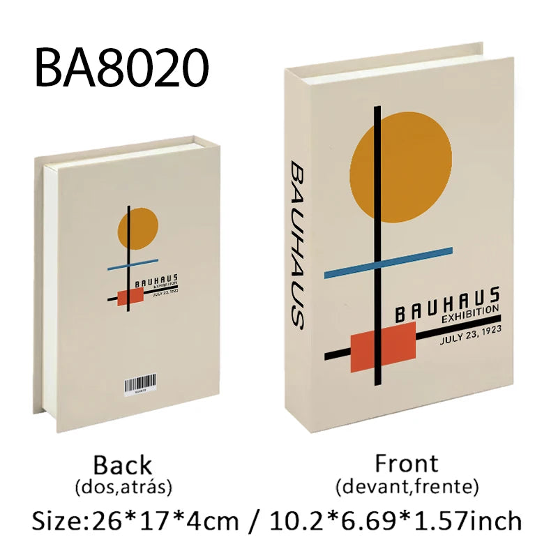 Faux Livres Décoratifs Boîte de Rangement Style Bauhaus