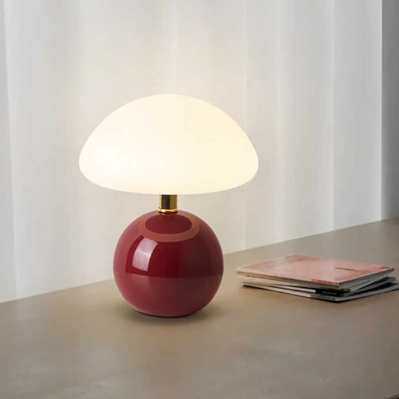 Lampe de Table Champignon en Céramique - Style Nordique Crème