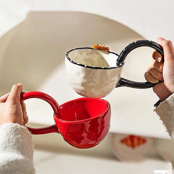 Tasse en Céramique Unie Grande Anse Style Luxe Léger