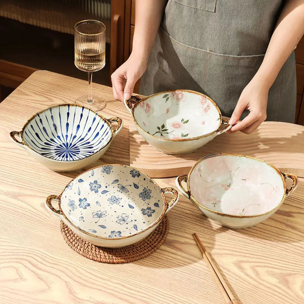 Bol à Nouilles Japonais en Céramique avec Poignée