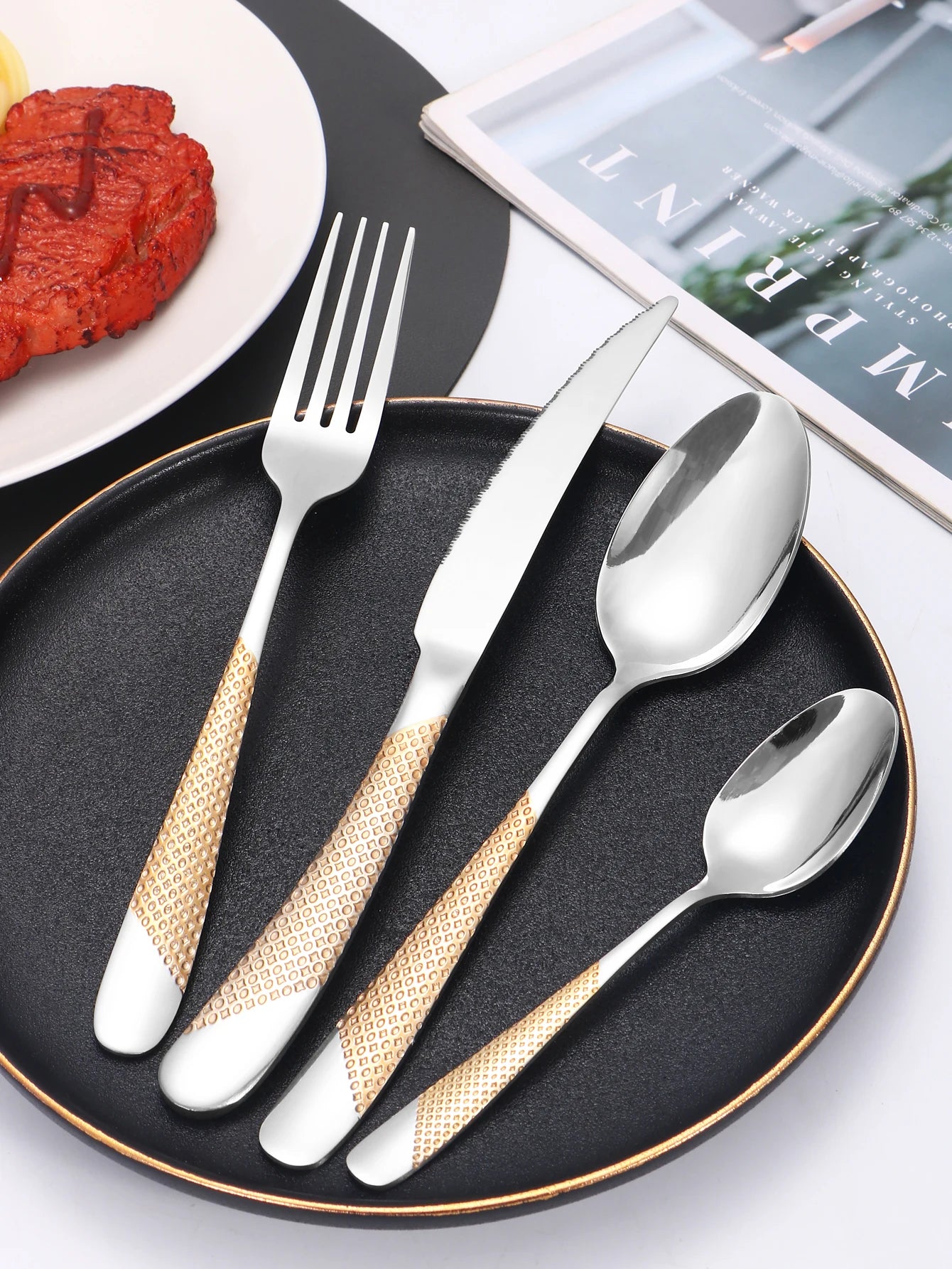 Ensemble Couverts à Steak Étoilé 24 Pièces Inox