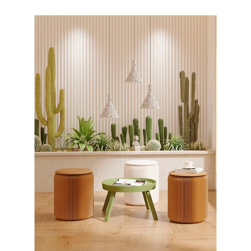 Tabouret Pliable en Carton Kraft - Design Accordéon