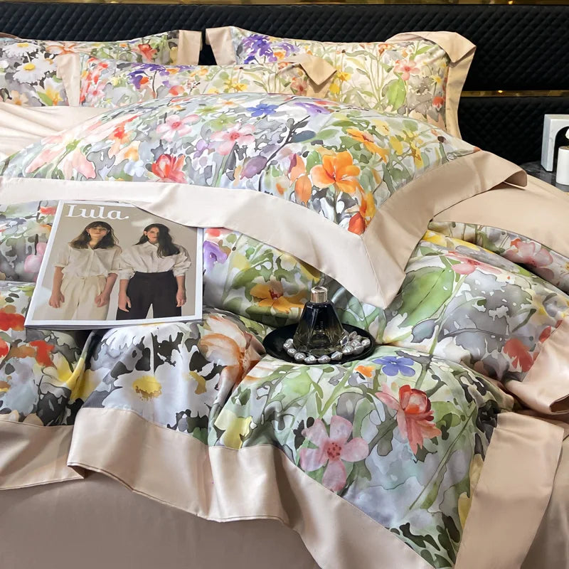 Parure de Lit Coton Luxe Style Hôtelier Brodée