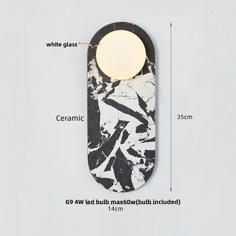 Applique Murale Céramique Blanche LED Style Wabi-Sabi